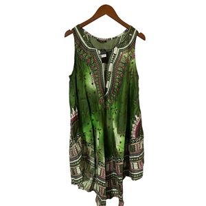 NWT Ana & Rose Plus One Size Green Bohemian Spring Vacation Sleeveless Dress